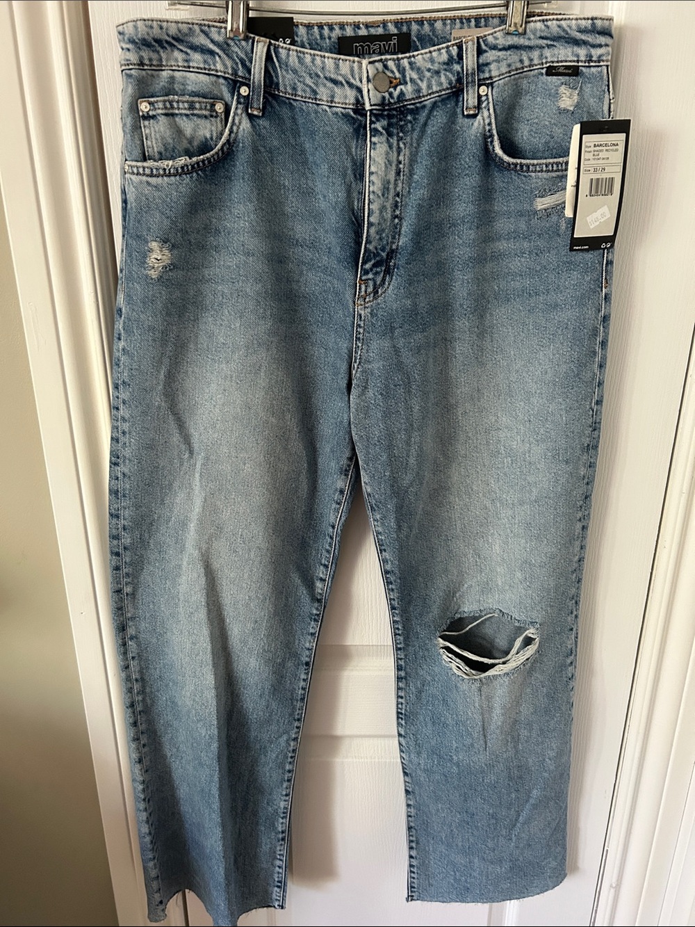 Mavi Light Blue Distressed Straight Jeans
